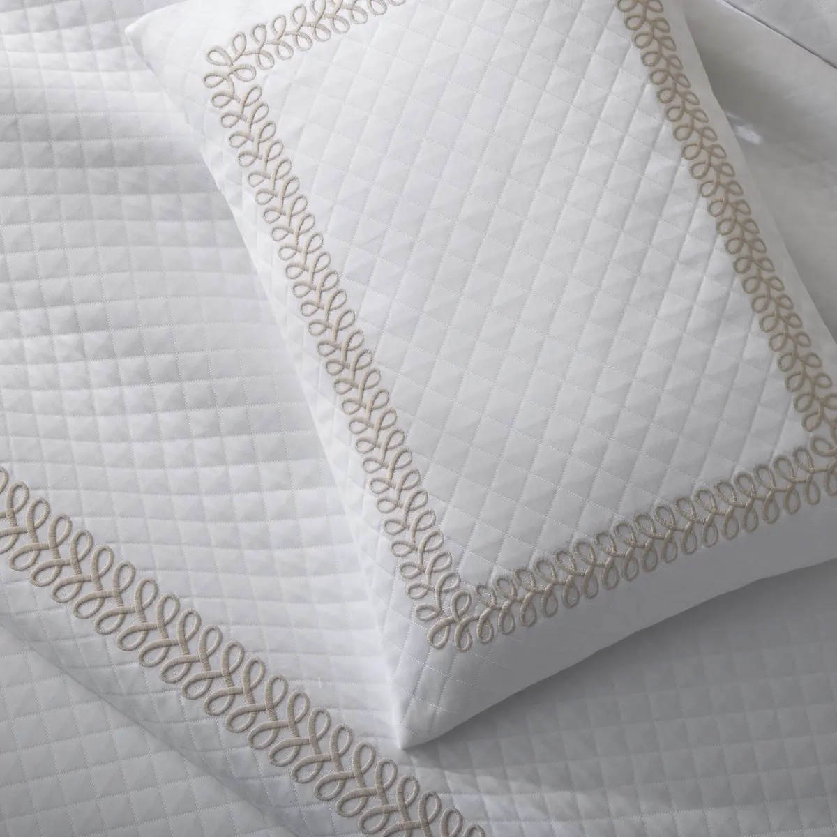 Astor Braid Matelassé Sham_ SILVER