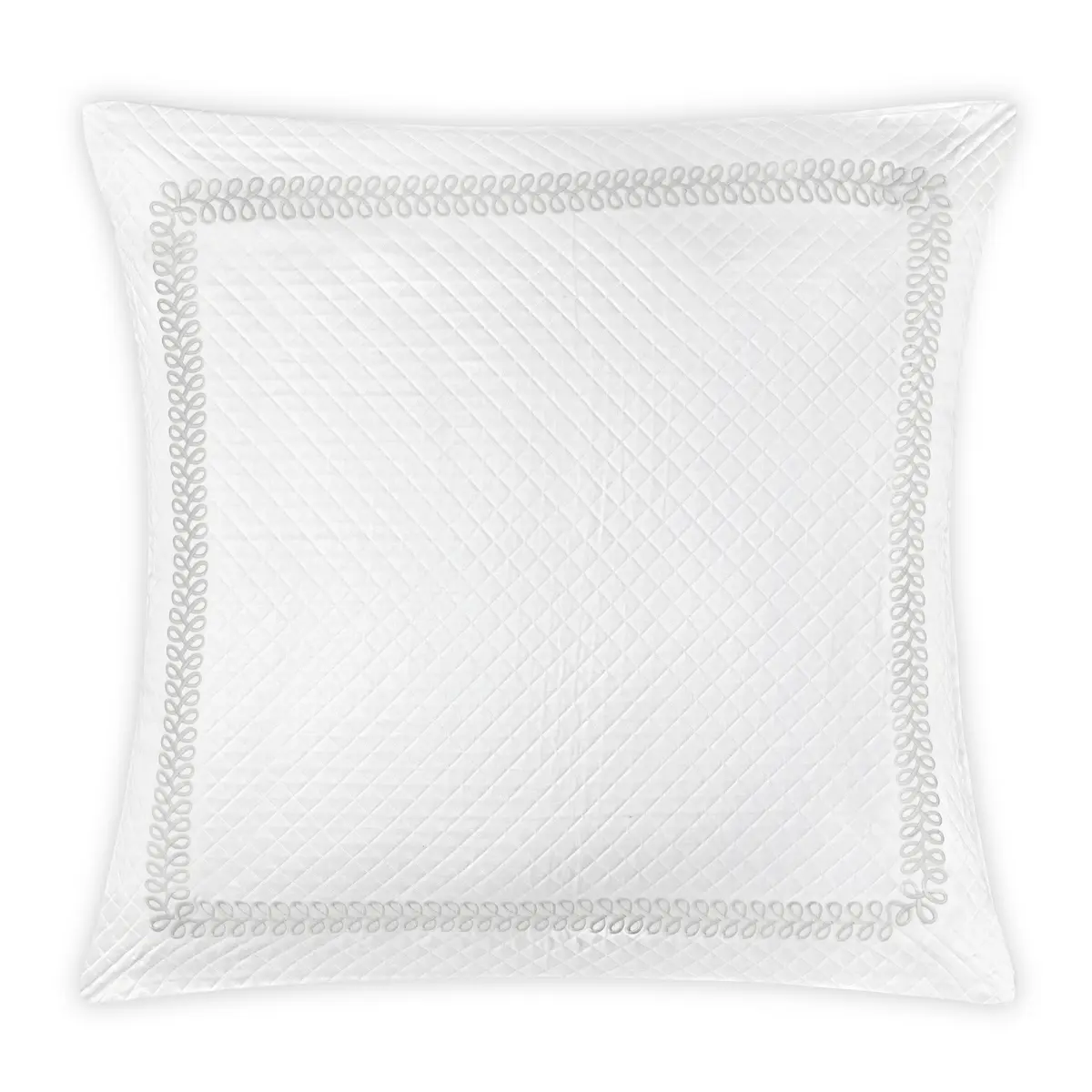 Astor Braid Matelassé Sham_ SILVER