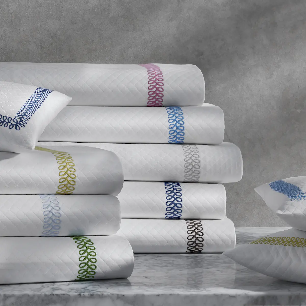 Astor Braid Matelassé Coverlet_ SKY