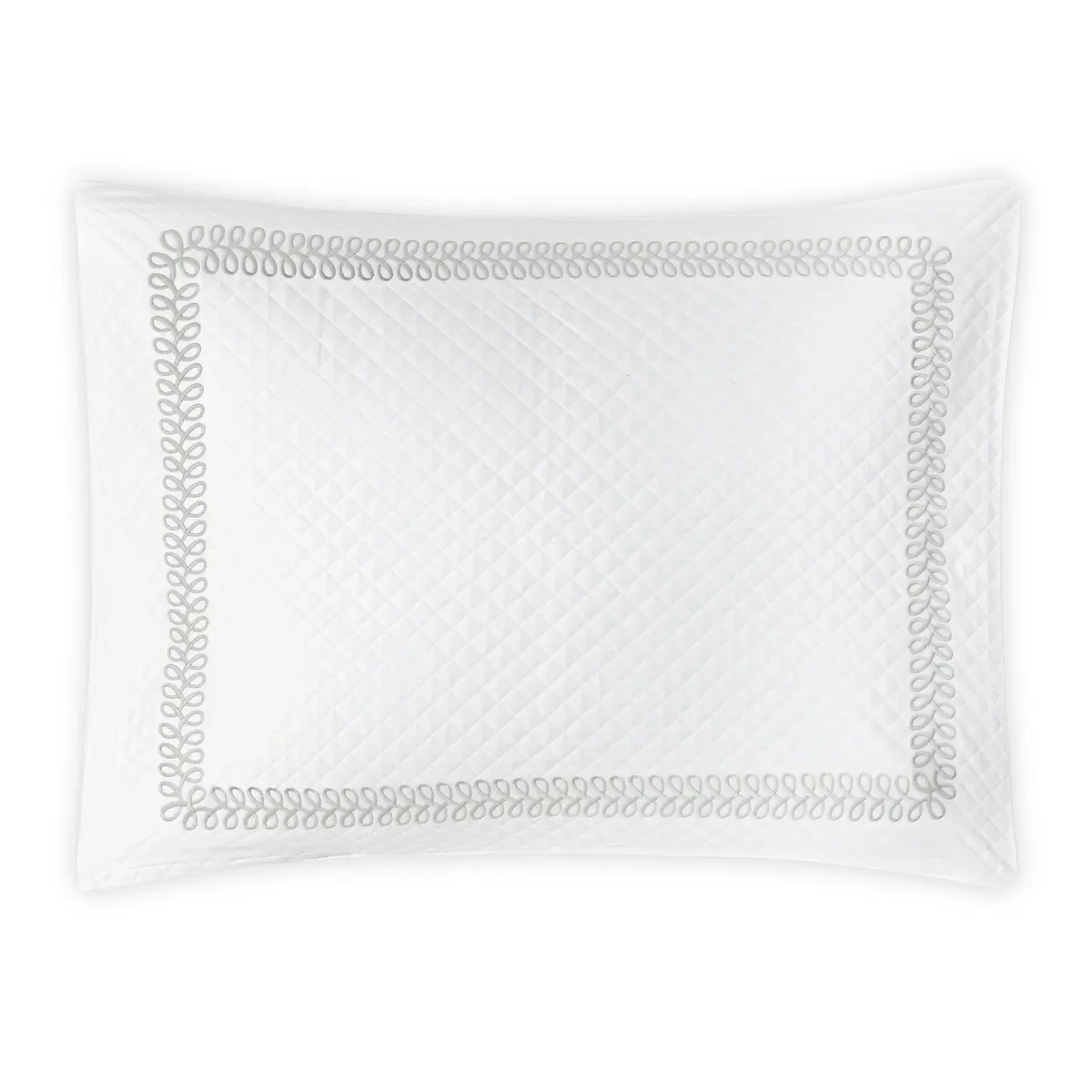 Astor Braid Matelassé Sham_ SILVER