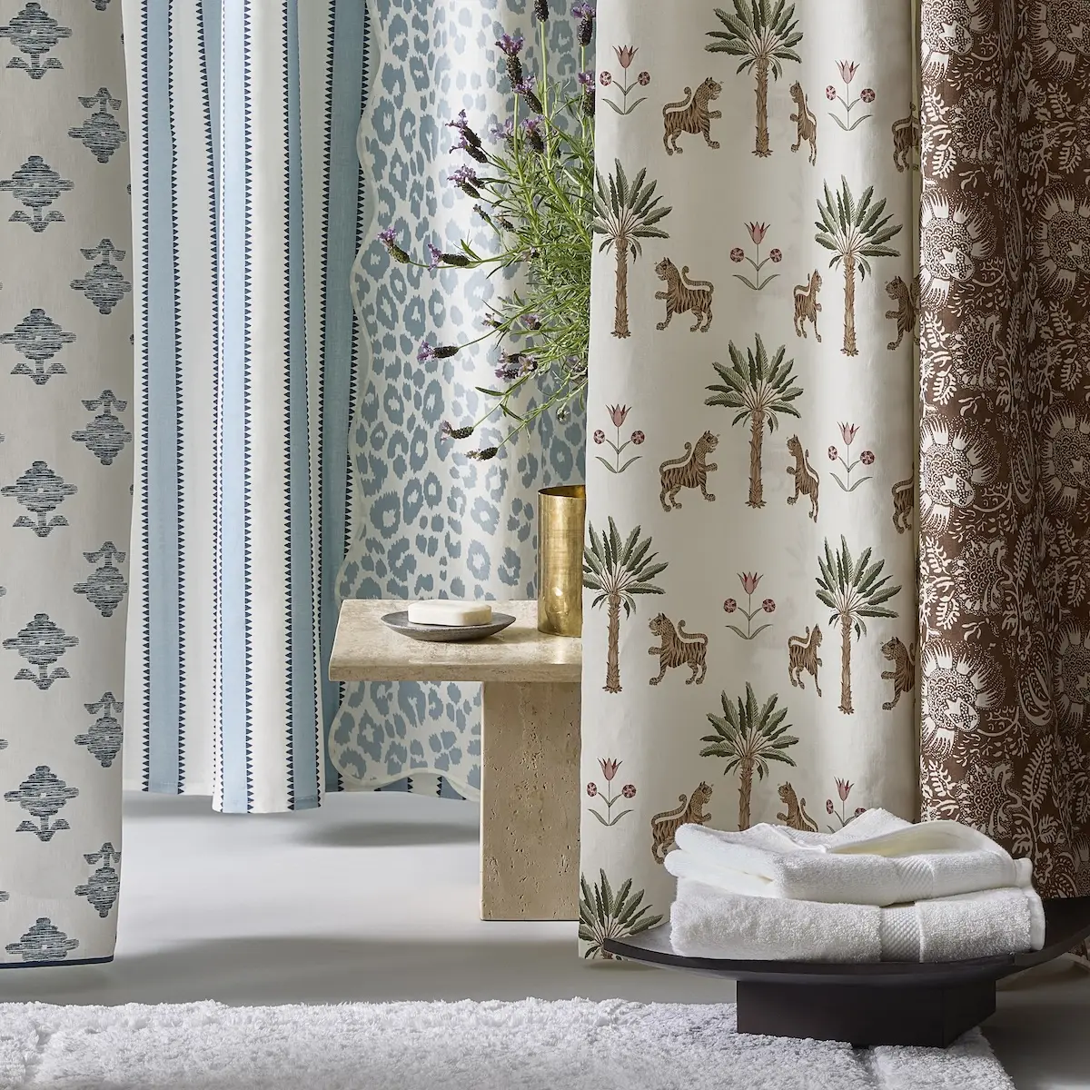 Tiger Palm Shower Curtain_ TIGEREYE