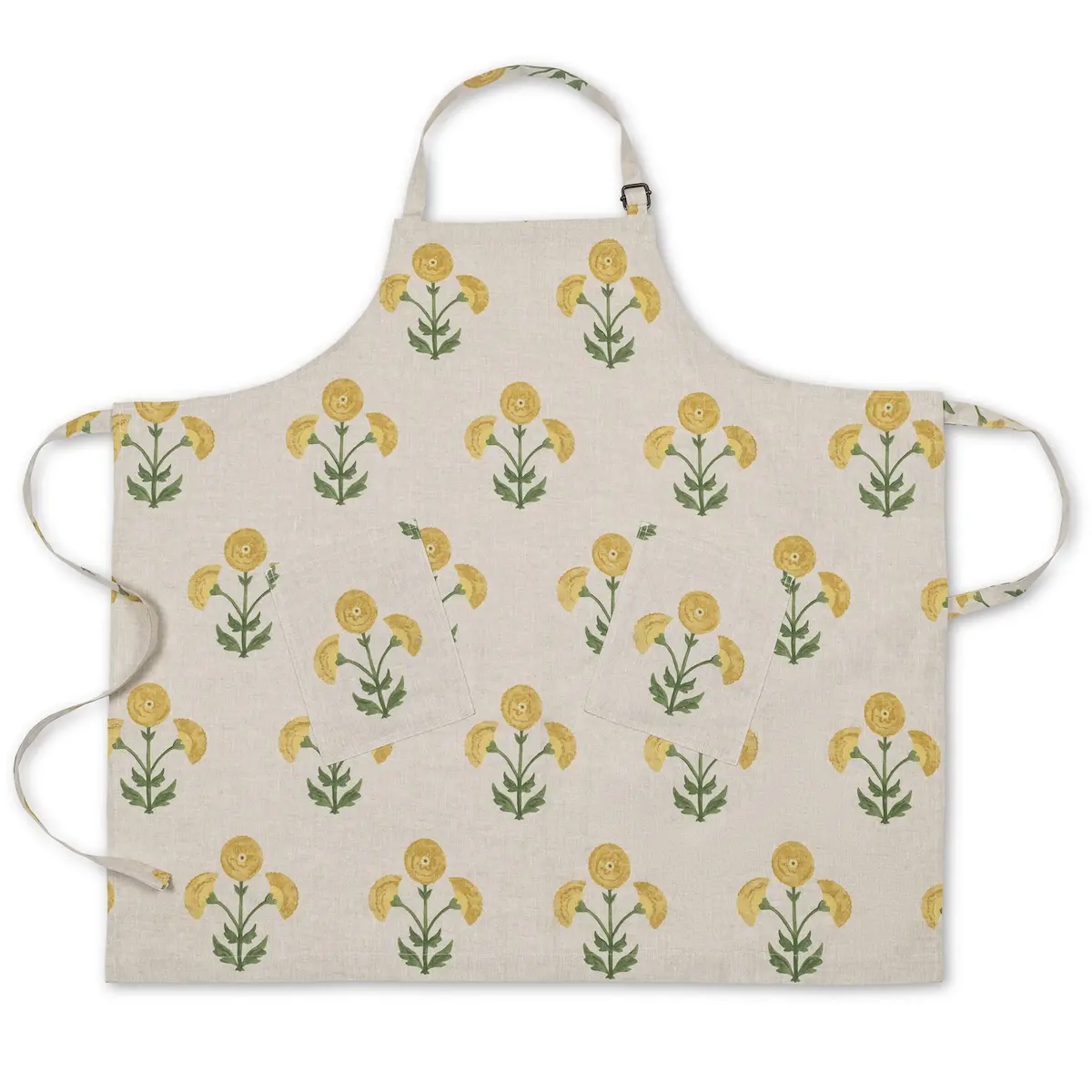 Gisele Linen Apron_ MARIGOLD NATURAL