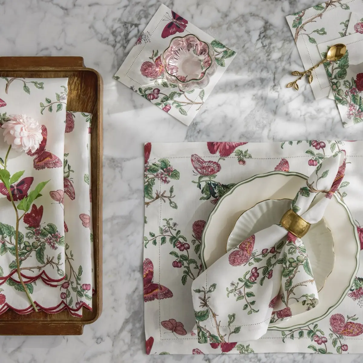 Baudin Butterfly Tablecloth_ RUBY