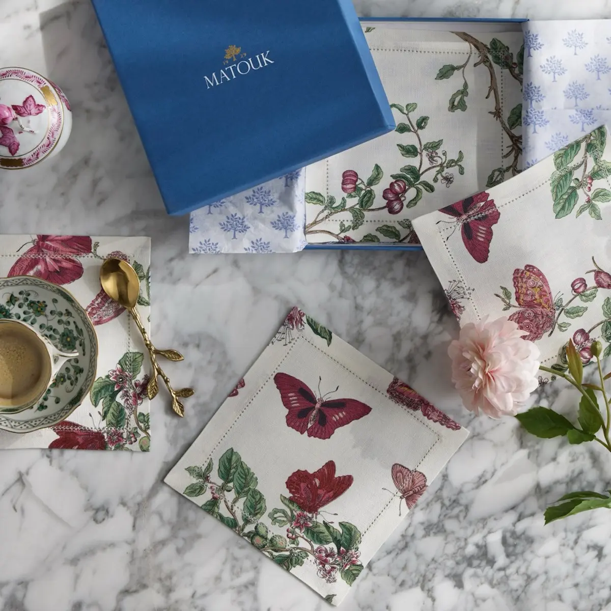 Baudin Butterfly Cocktail Napkins_ RUBY
