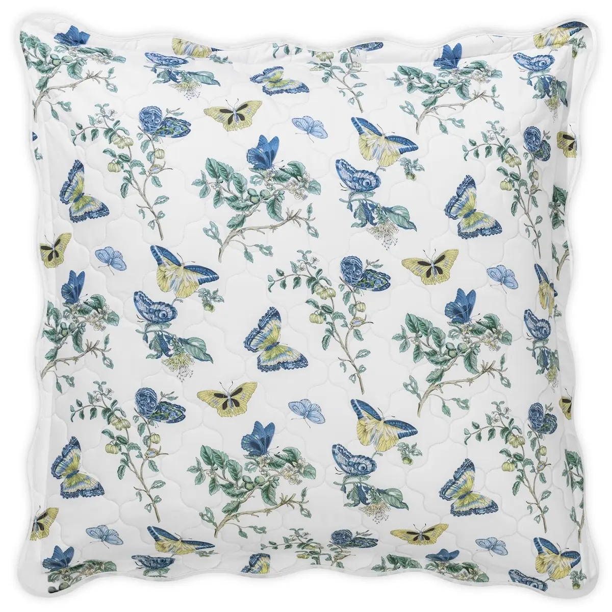 Baudin Butterfly Quilted Sham_ PRUSSIAN BLUE