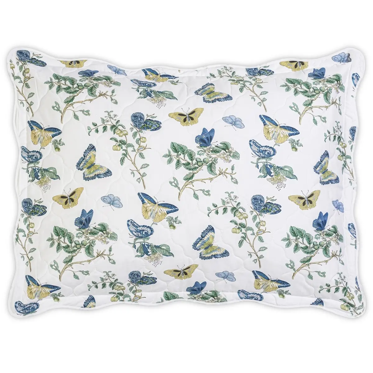 Baudin Butterfly Quilted Sham_ PRUSSIAN BLUE