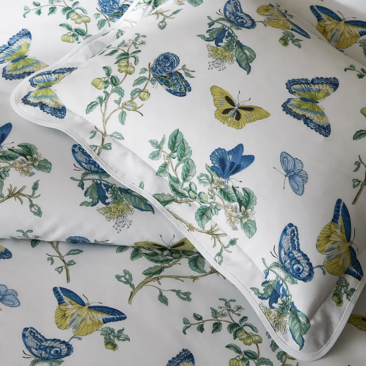 Baudin Butterfly Quilted Sham_ PRUSSIAN BLUE