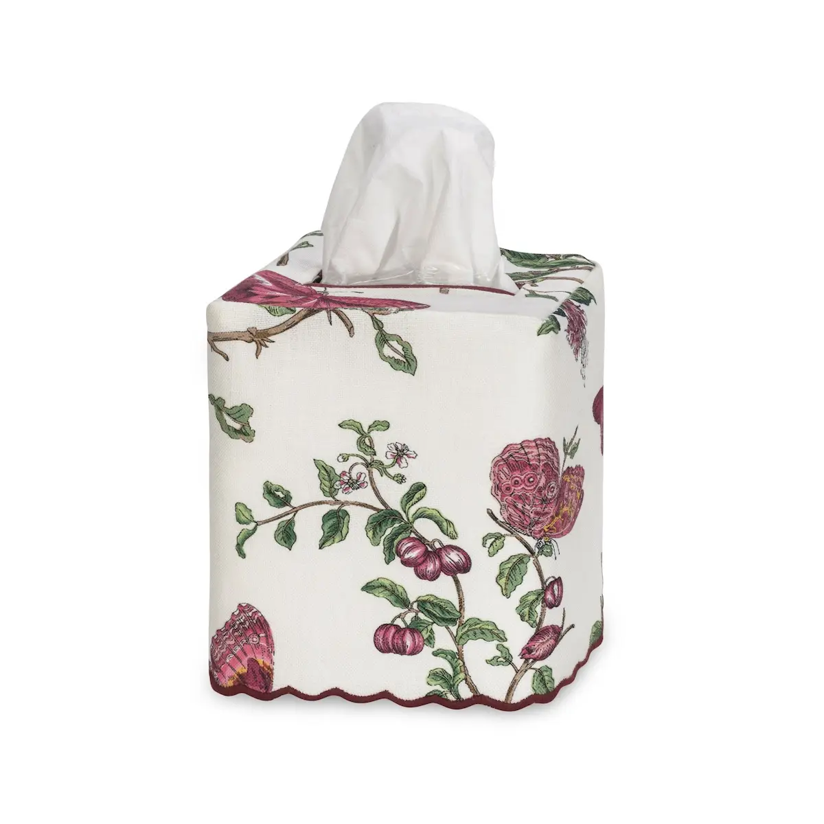 Baudin Butterfly Tissue Box Cover_ RUBY LINEN