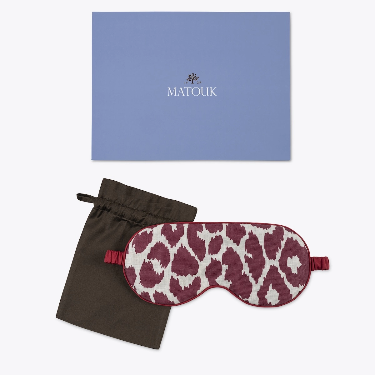 Iconic Leopard Linen Sleep Mask_ CRIMSON