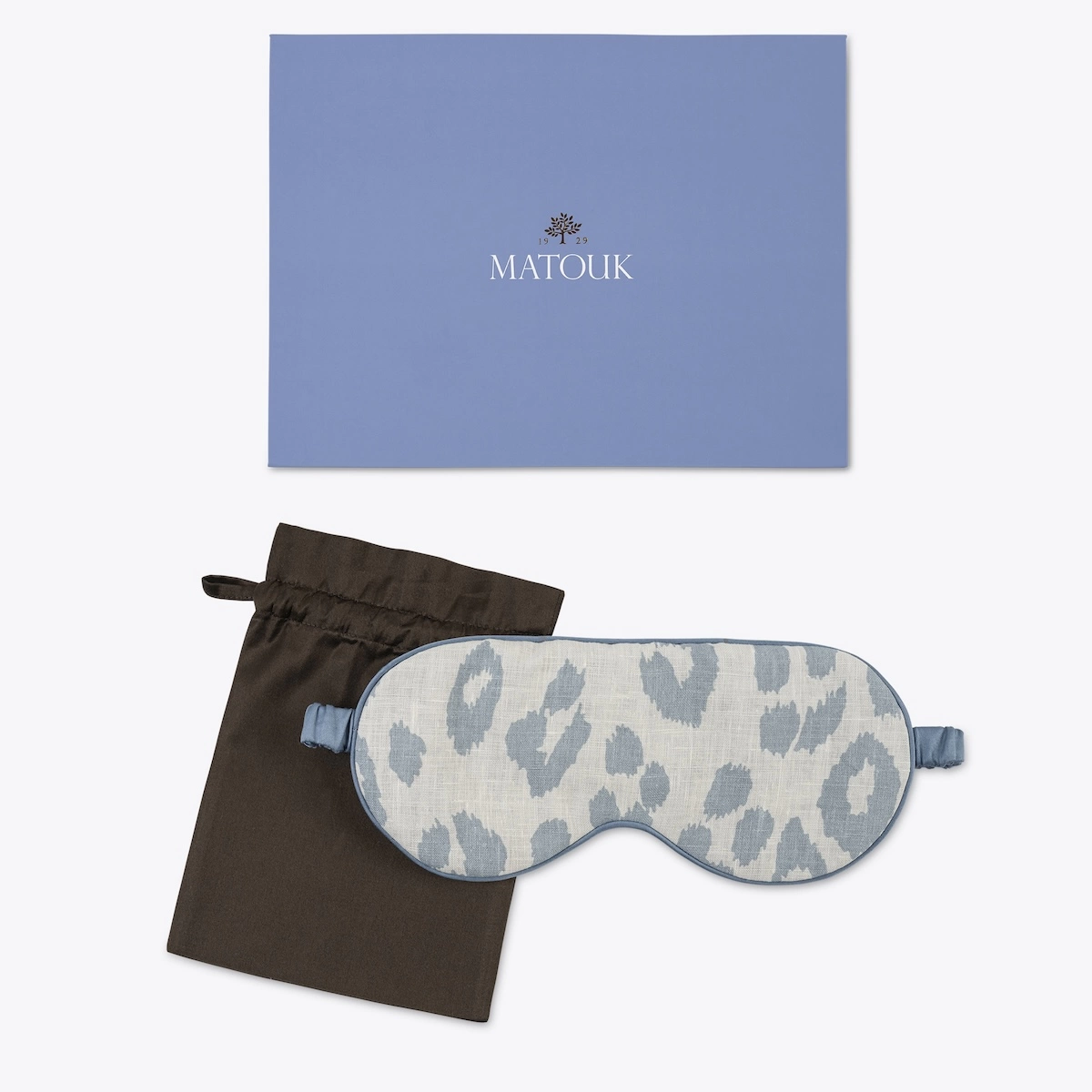 Iconic Leopard Linen Sleep Mask_ SKY