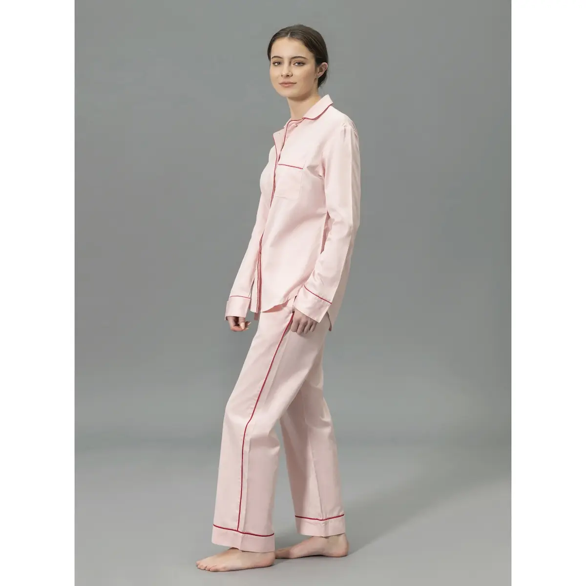 Nocturne Pajama Set_ PINK/SCARLET
