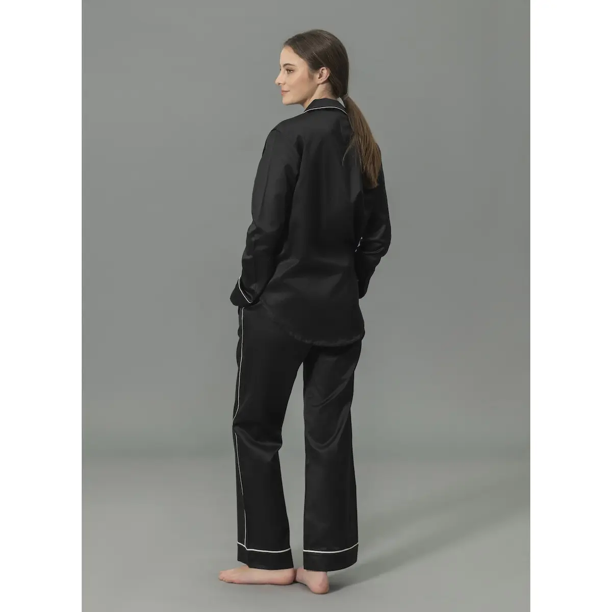 Nocturne Pajama Set_ BLACK/BONE