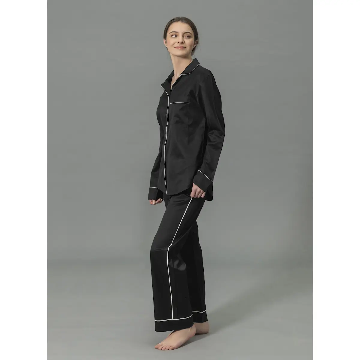 Nocturne Pajama Set_ BLACK/BONE