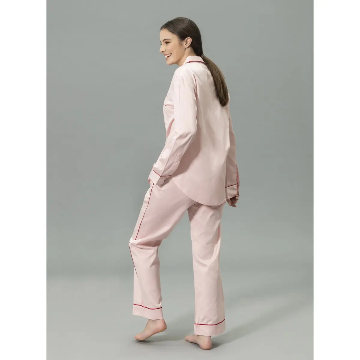 Nocturne Pajama Set_ PINK/SCARLET
