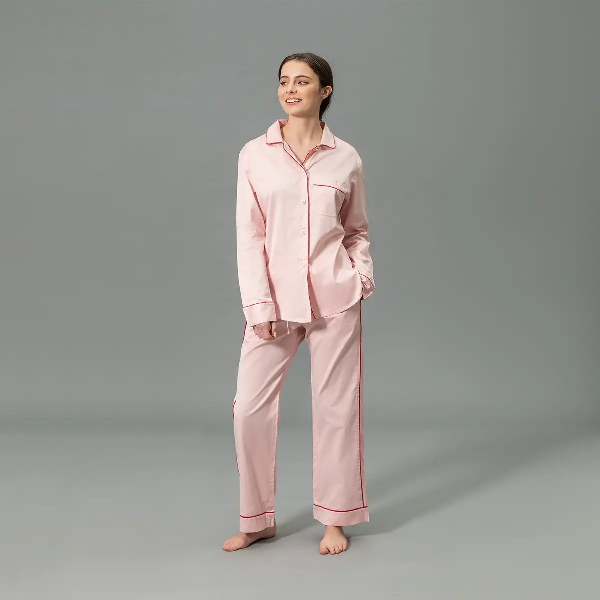 Nocturne Pajama Set_ PINK/SCARLET