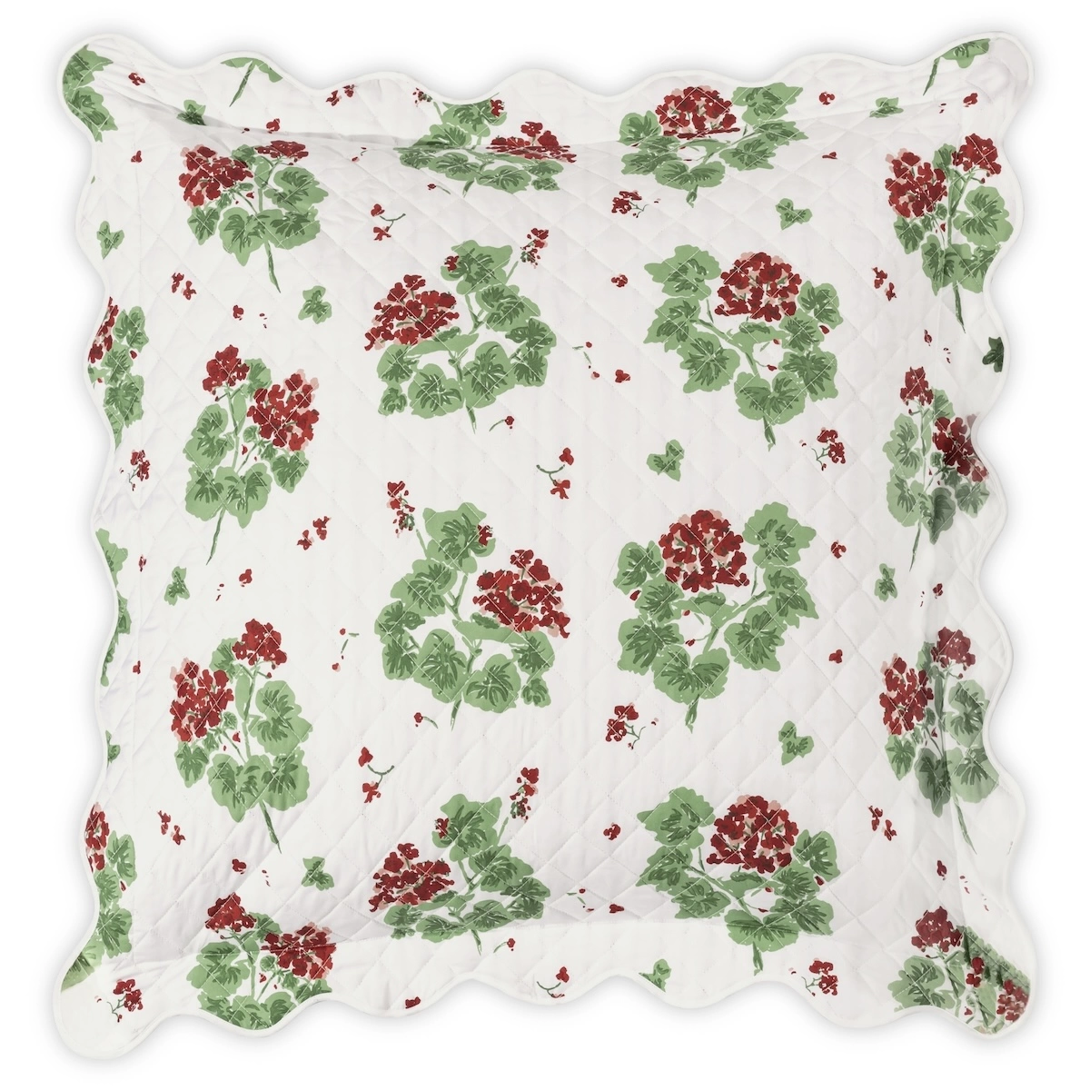 Geranium Quilted Sham_ SCARLET