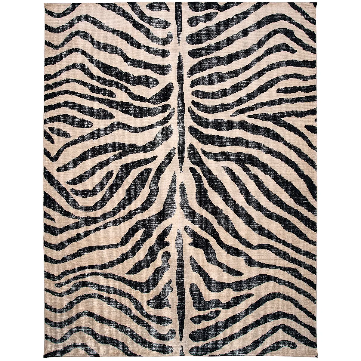 Zebre Hand-Knotted Rug_ BLACK & IVORY