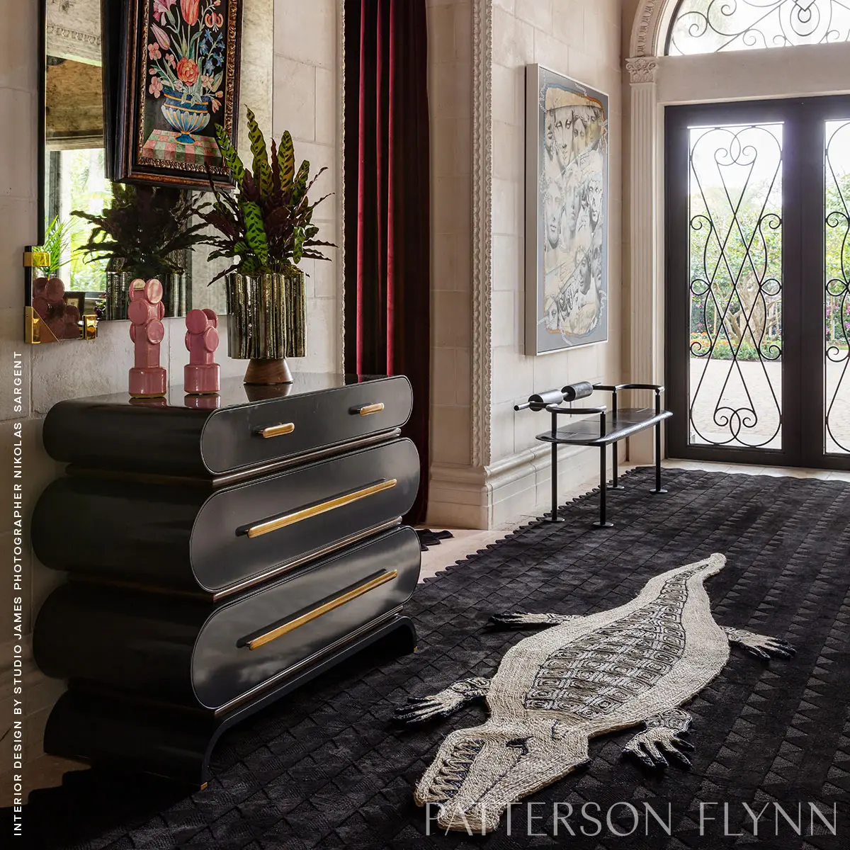 Caiman Rug_ NATURAL/BLACK