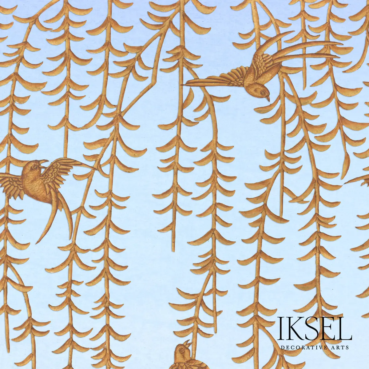 Japanese Birds P_ SKY BLUE-GOLD