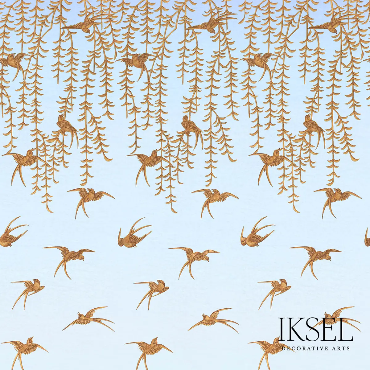Japanese Birds P_ SKY BLUE-GOLD