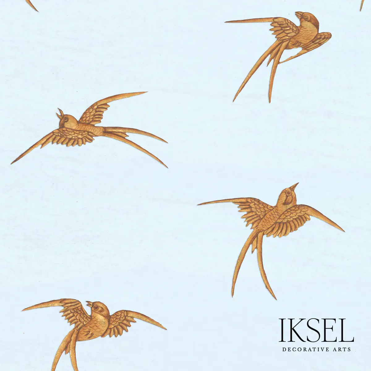 JAPANESE BIRDS_ SKY BLUE-GOLD
