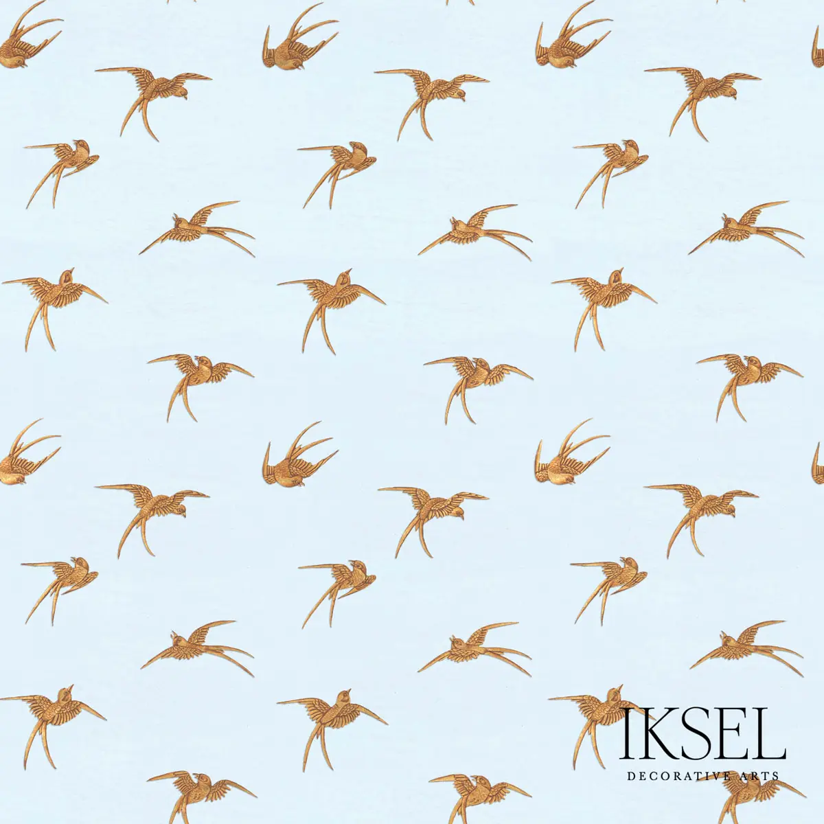 JAPANESE BIRDS_ SKY BLUE-GOLD