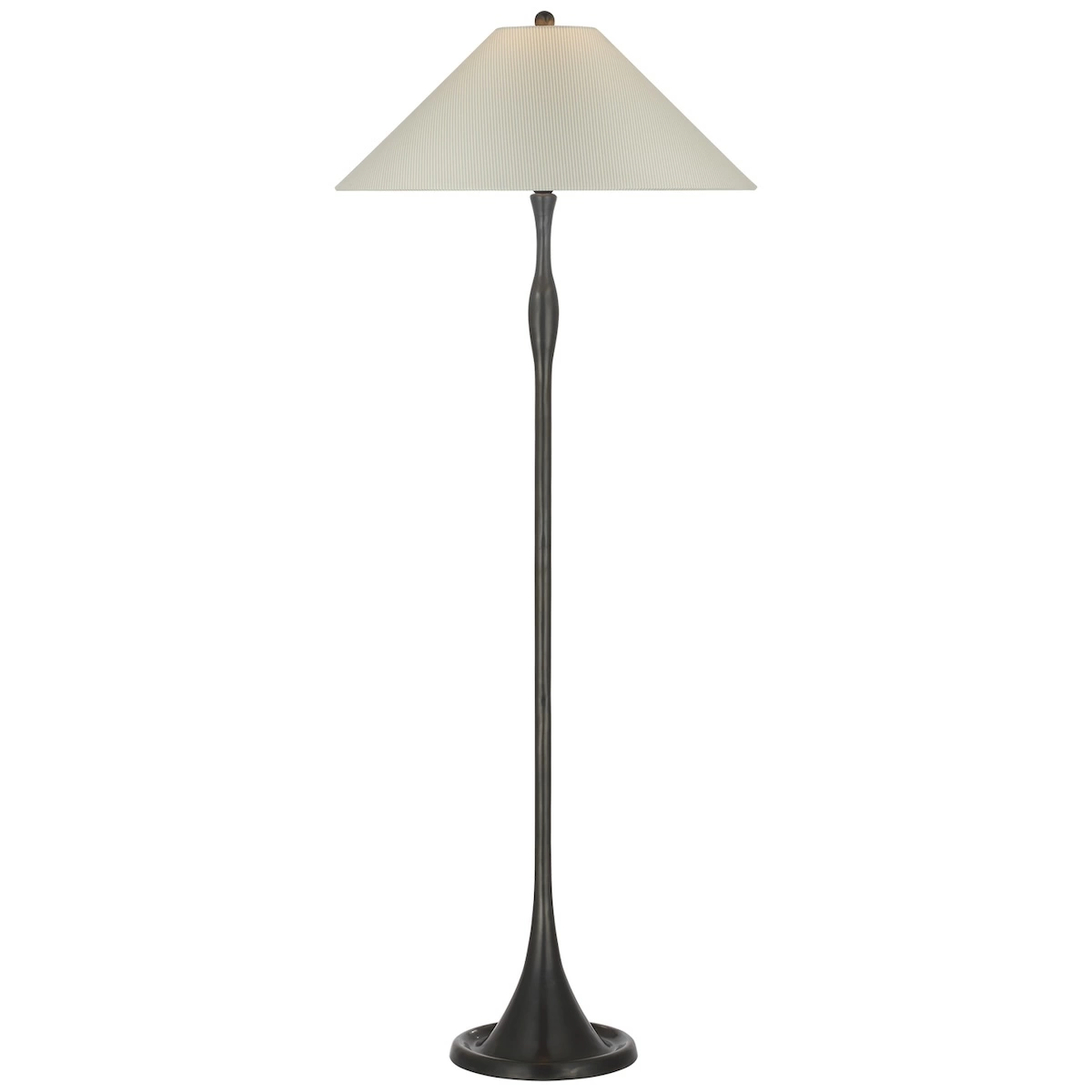 Romero Floor Lamp, Bronze_ CHAREE SILK STRIPE, LIGHT BLUE