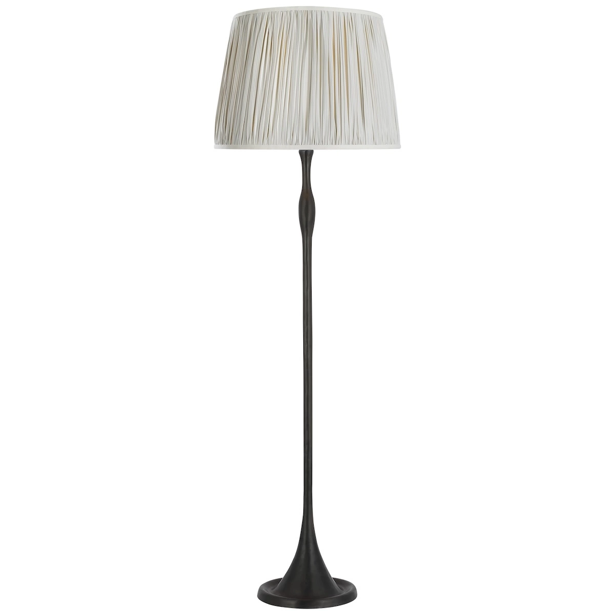 Romero Floor Lamp, Bronze_ CHAREE SILK STRIPE, LIGHT BLUE