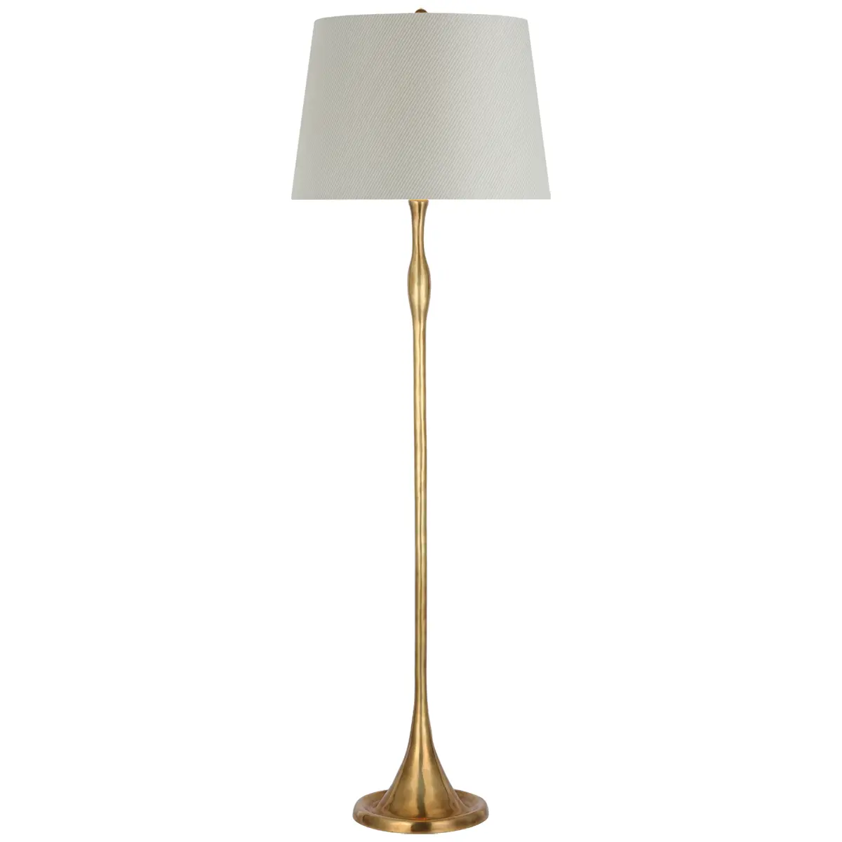 Romero Floor Lamp, Antique Brass_ CHAREE SILK STRIPE, LIGHT BLUE