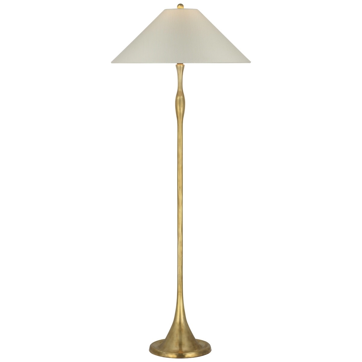 Romero Floor Lamp, Antique Brass_ CHAREE SILK STRIPE, LIGHT BLUE