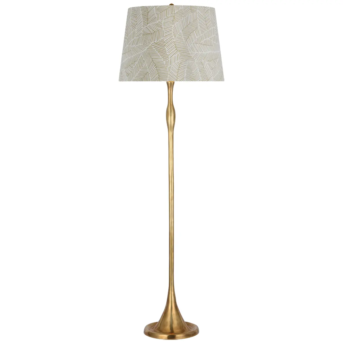 Romero Floor Lamp, Antique Brass_ ABSTRACT LEAF IN TAUPE