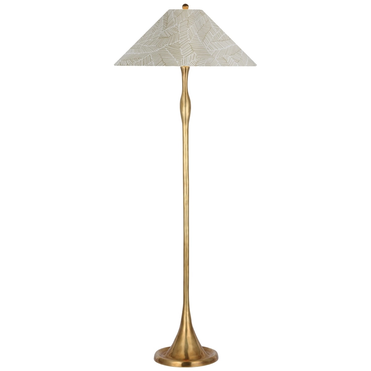 Romero Floor Lamp, Antique Brass_ ABSTRACT LEAF IN TAUPE