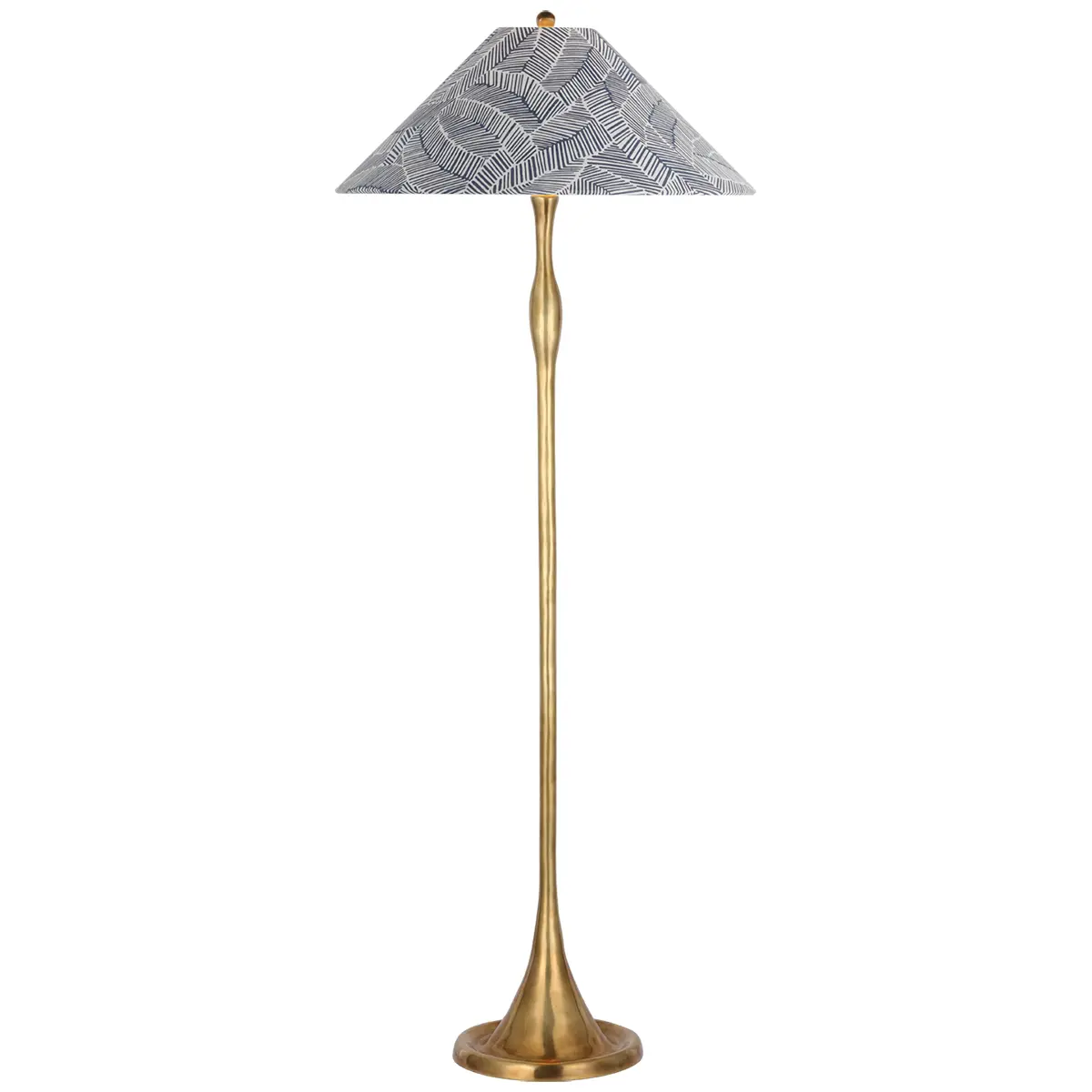 Romero Floor Lamp, Antique Brass_ ABSTRACT LEAF IN NAVY
