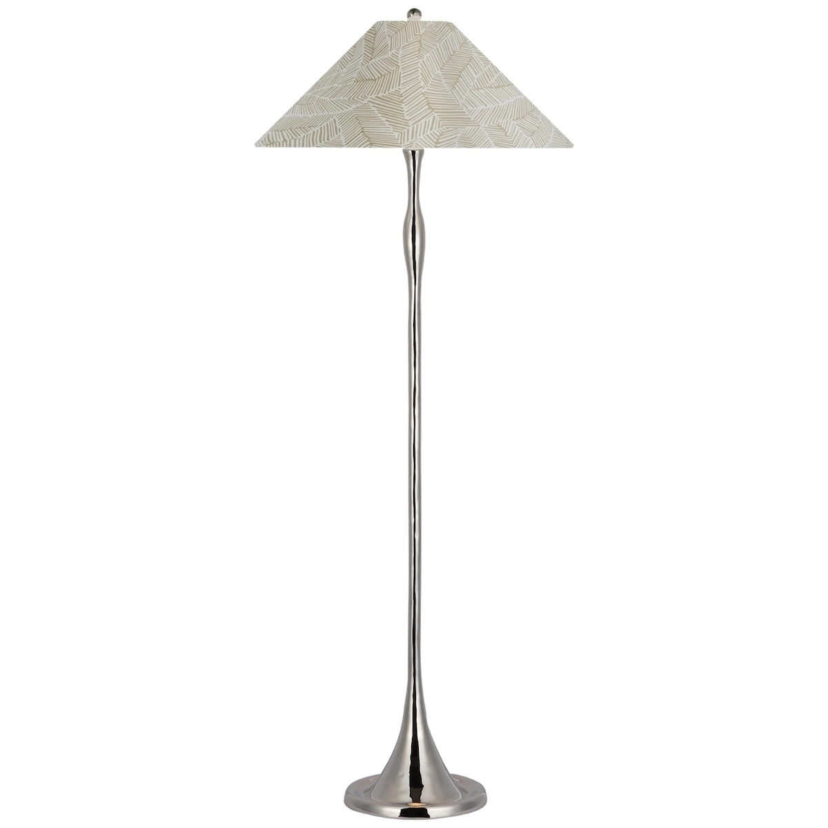 Romero Floor Lamp, Polished Nickel_ ABSTRACT LEAF IN TAUPE