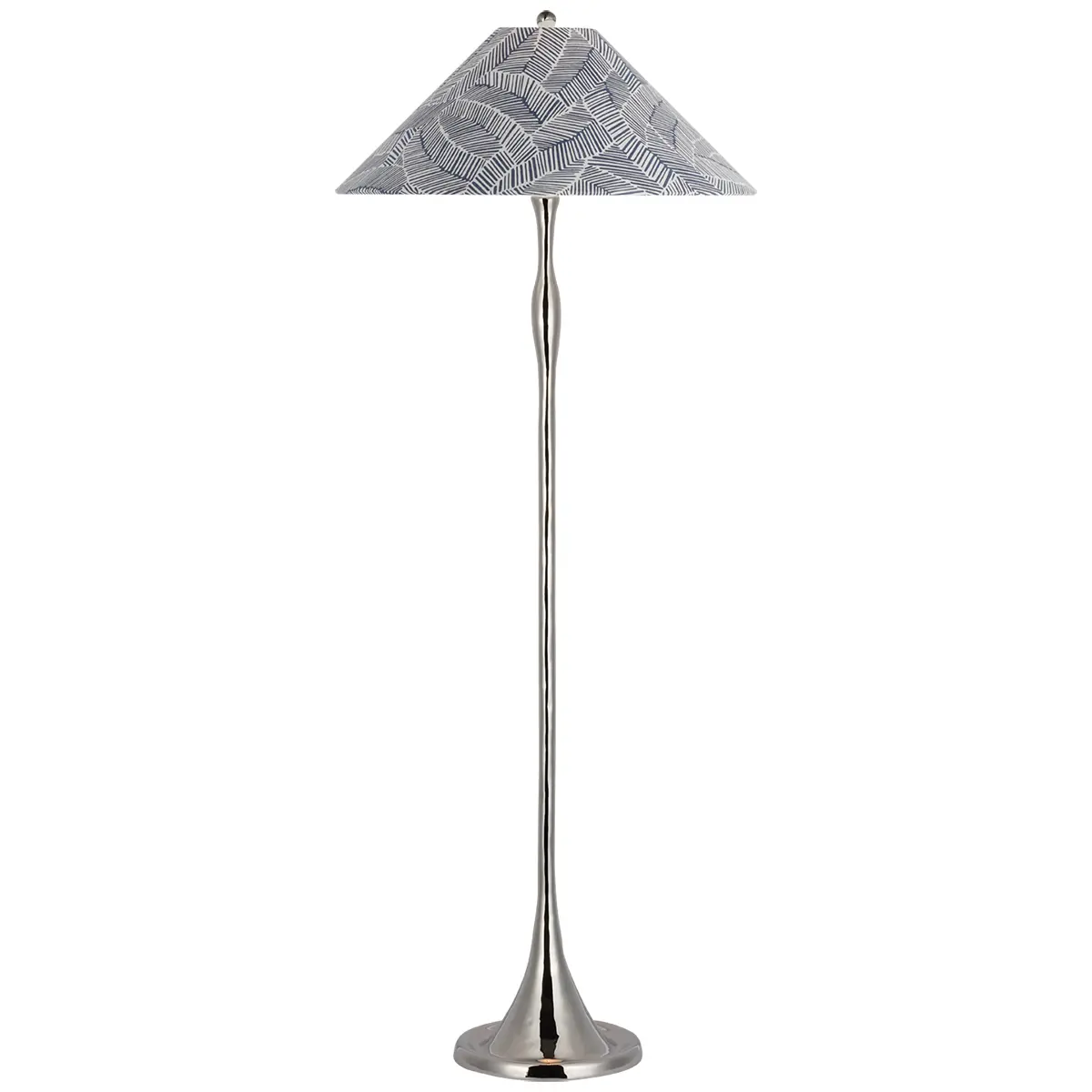 Romero Floor Lamp, Polished Nickel_ ABSTRACT LEAF IN NAVY