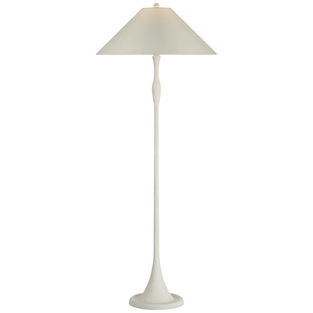 Romero Floor Lamp, Plaster White_ CHAREE SILK STRIPE, LIGHT BLUE