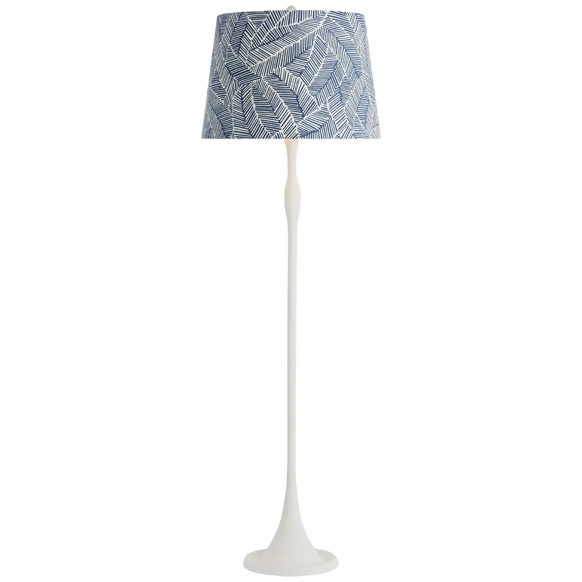 Romero Floor Lamp, Plaster White_ ABSTRACT LEAF IN NAVY