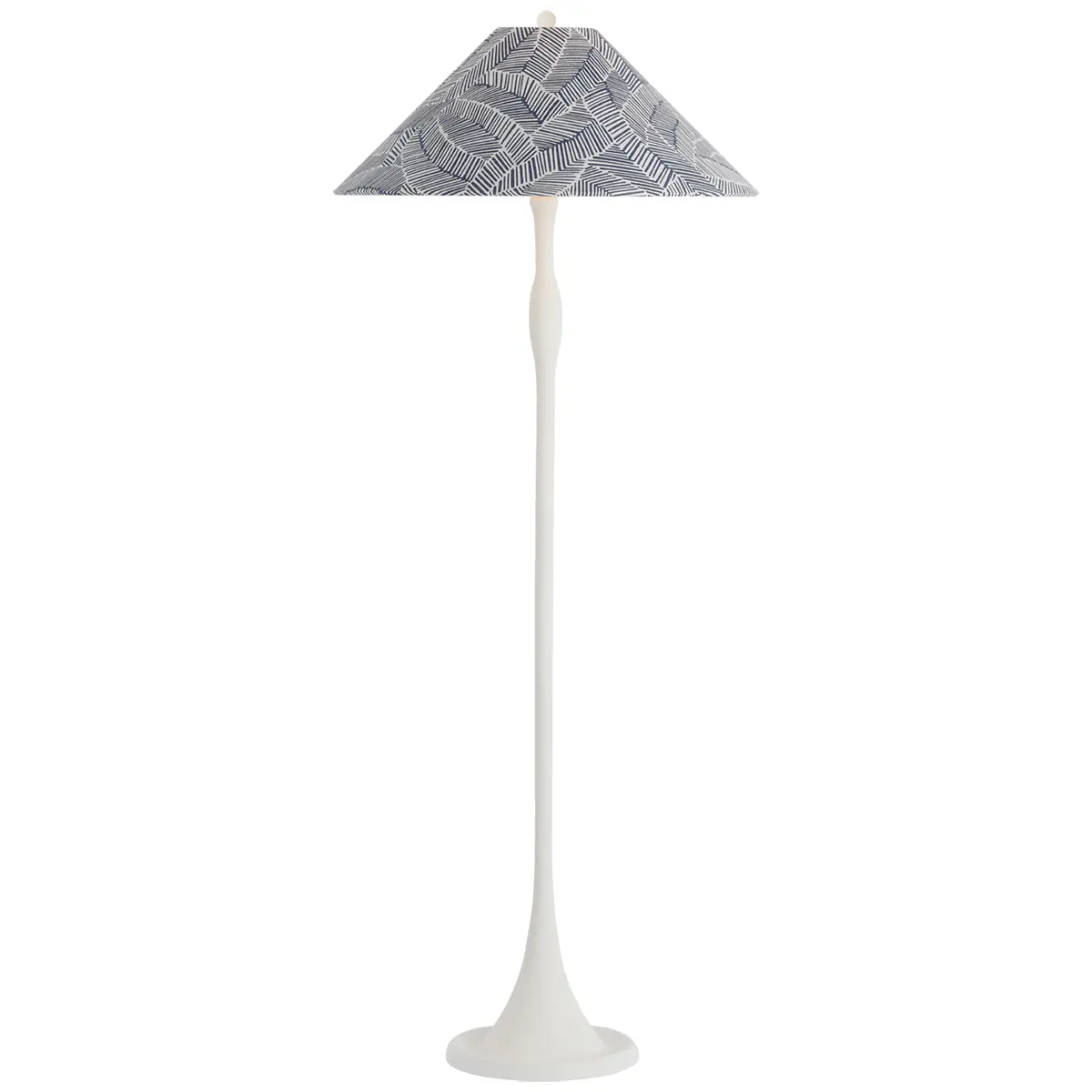 Romero Floor Lamp, Plaster White_ ABSTRACT LEAF IN NAVY