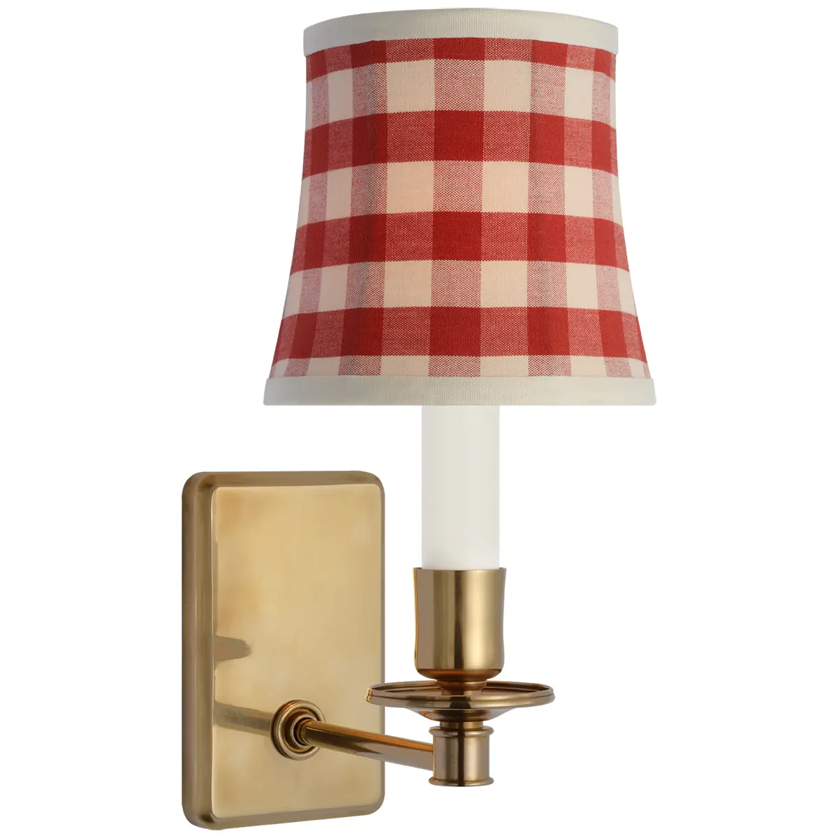 Tara Small Sconce, Antique Brass_ ELTON CHECK IN RED