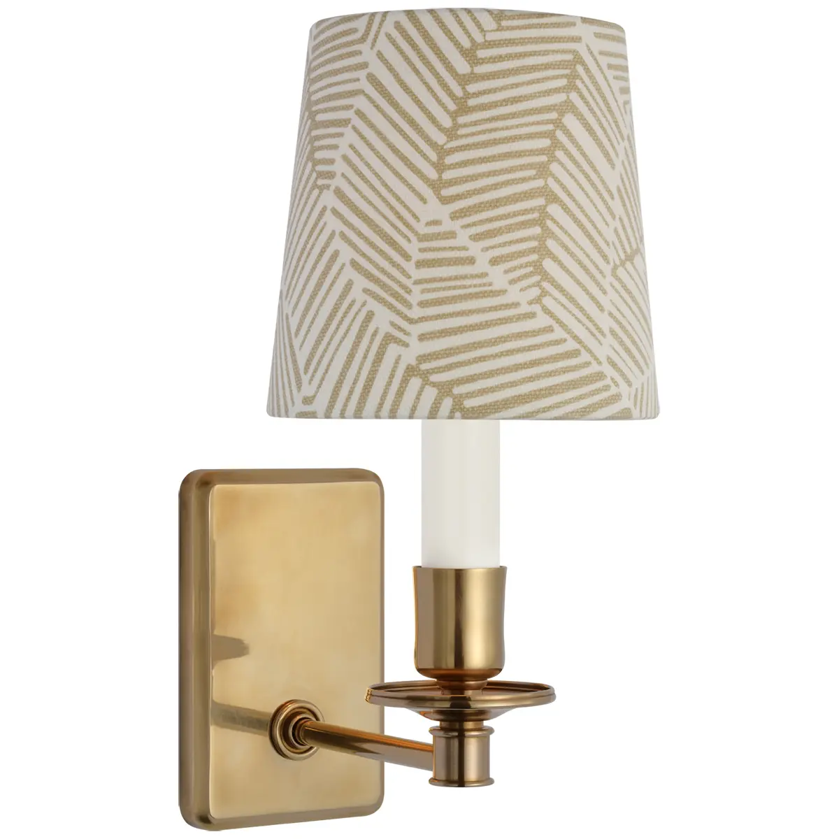 Tara Small Sconce, Antique Brass_ ABSTRACT LEAF IN TAUPE