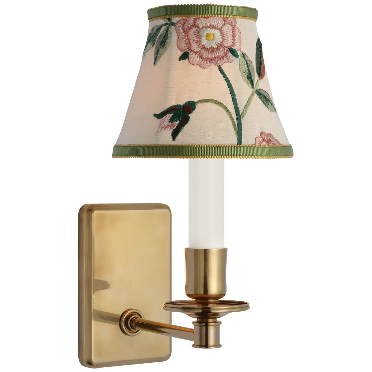 Tara Small Sconce, Antique Brass_ ROYAL SILK EMBROIDERY