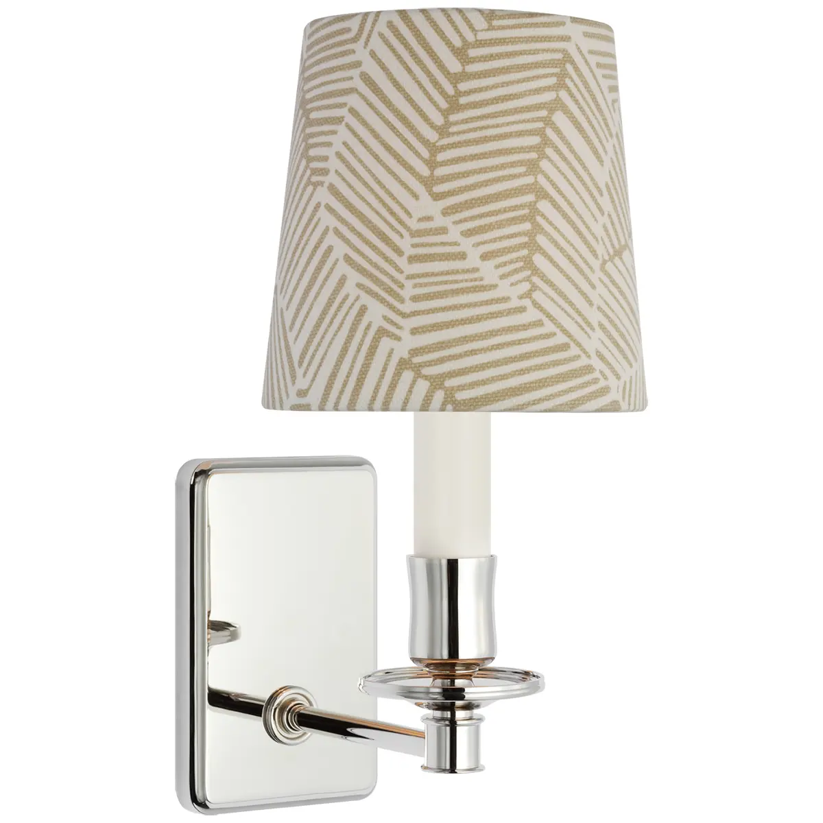 Tara Small Sconce, Polished Nickel_ ABSTRACT LEAF IN TAUPE
