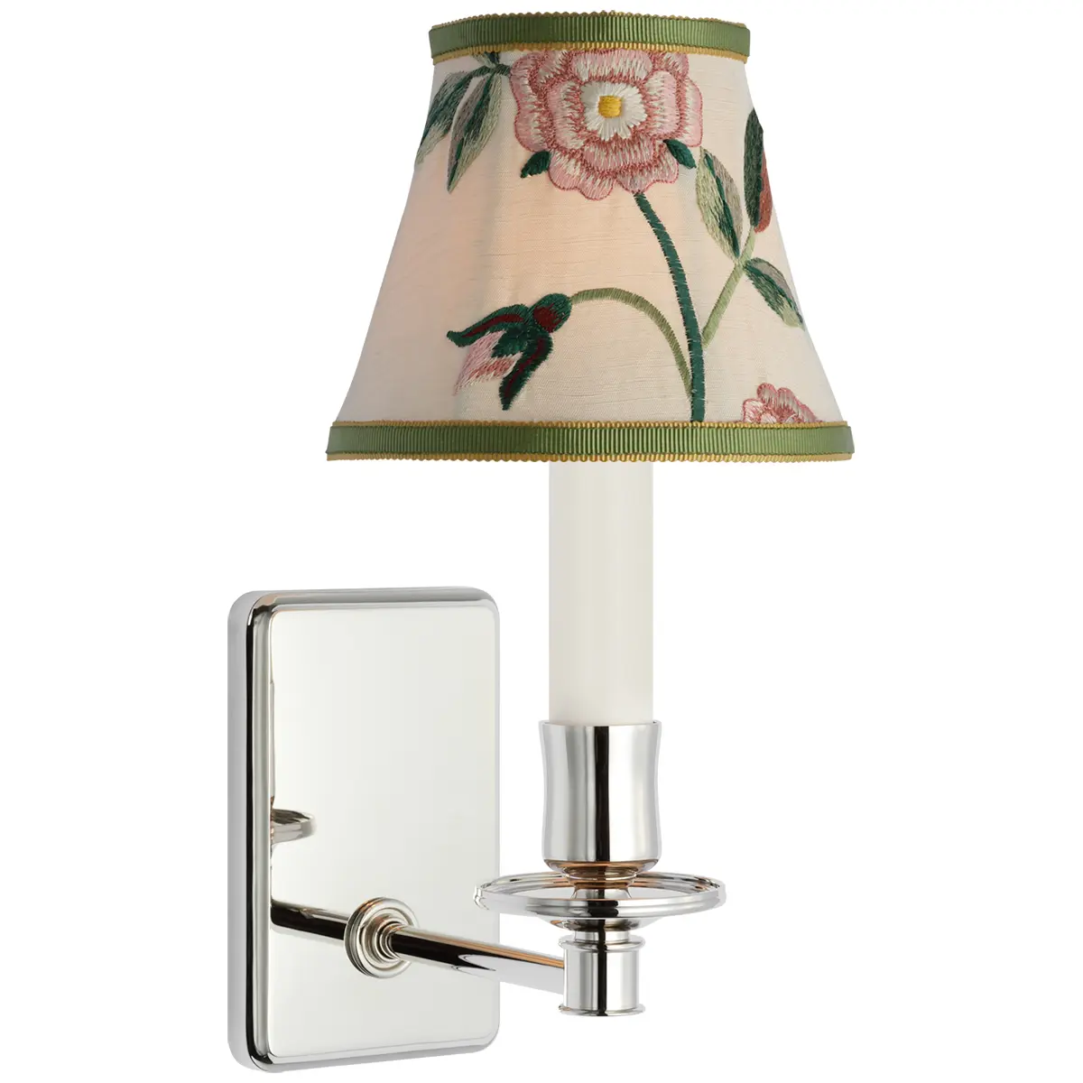 Tara Small Sconce, Polished Nickel_ ROYAL SILK EMBROIDERY