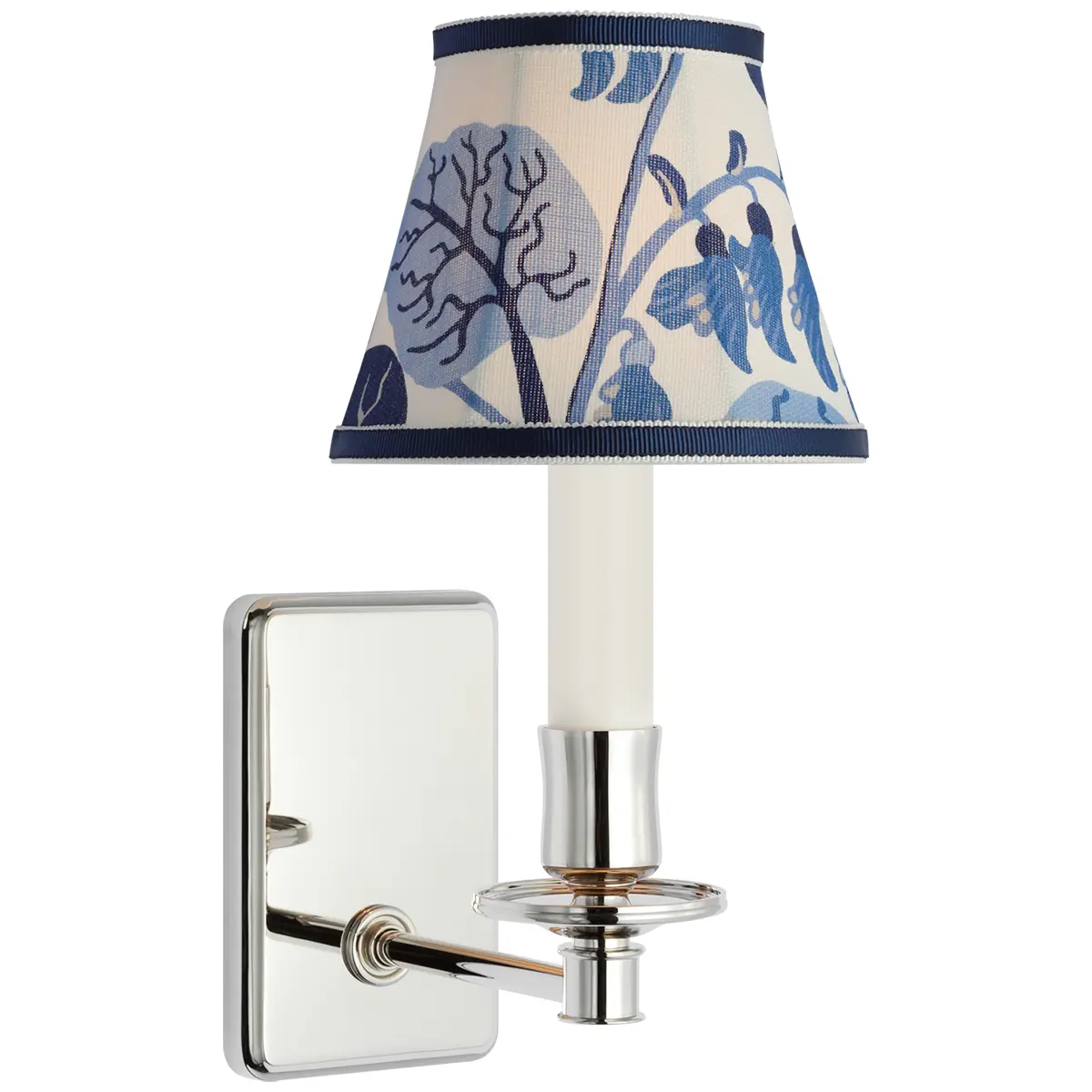 Tara Small Sconce, Polished Nickel_ EXOTIC BUTTERFLY IN MARINE