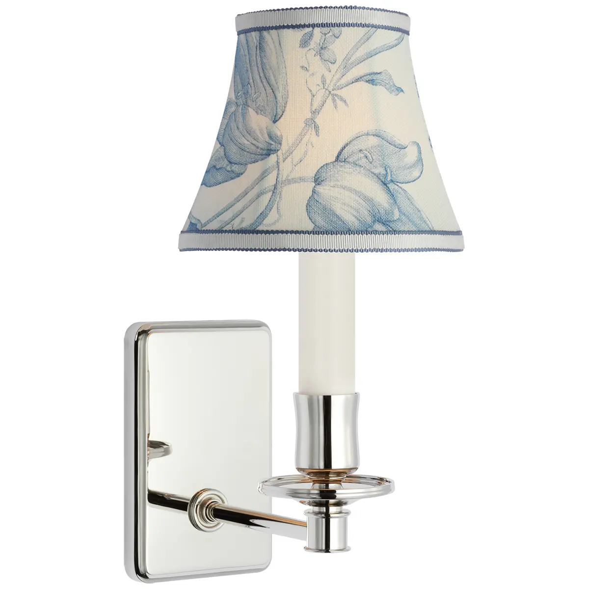 Tara Small Sconce, Polished Nickel_ TOILE DE FLEURS IN DELFT