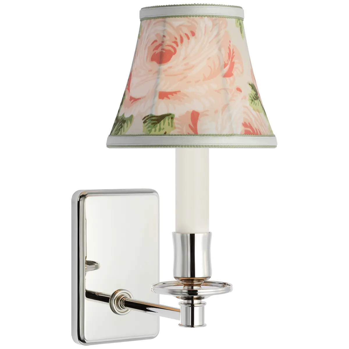 Tara Small Sconce, Polished Nickel_ SALISBURY CHINTZ IN BLUSH