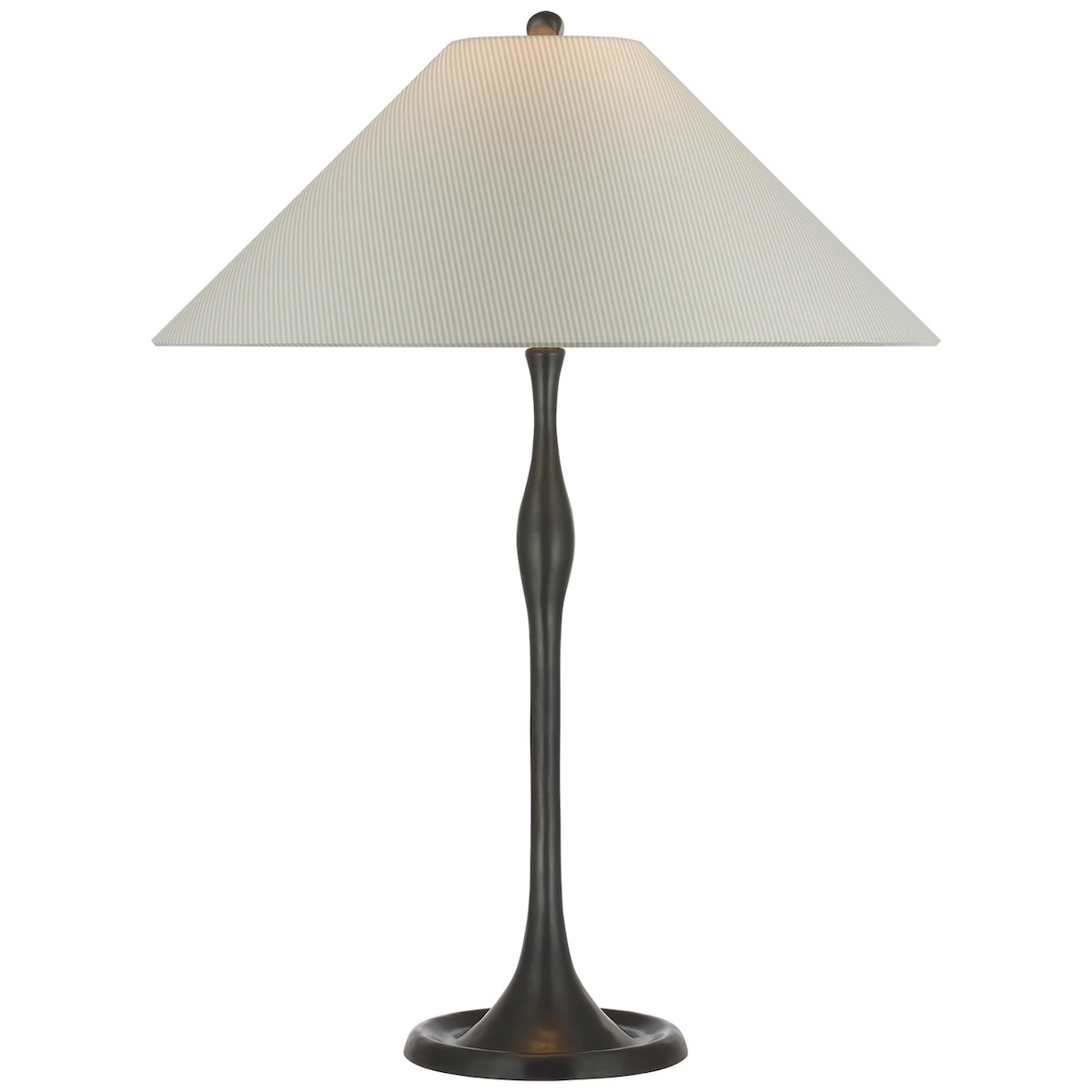 Romero Table Lamp, Bronze_ CHAREE SILK STRIPE, LIGHT BLUE