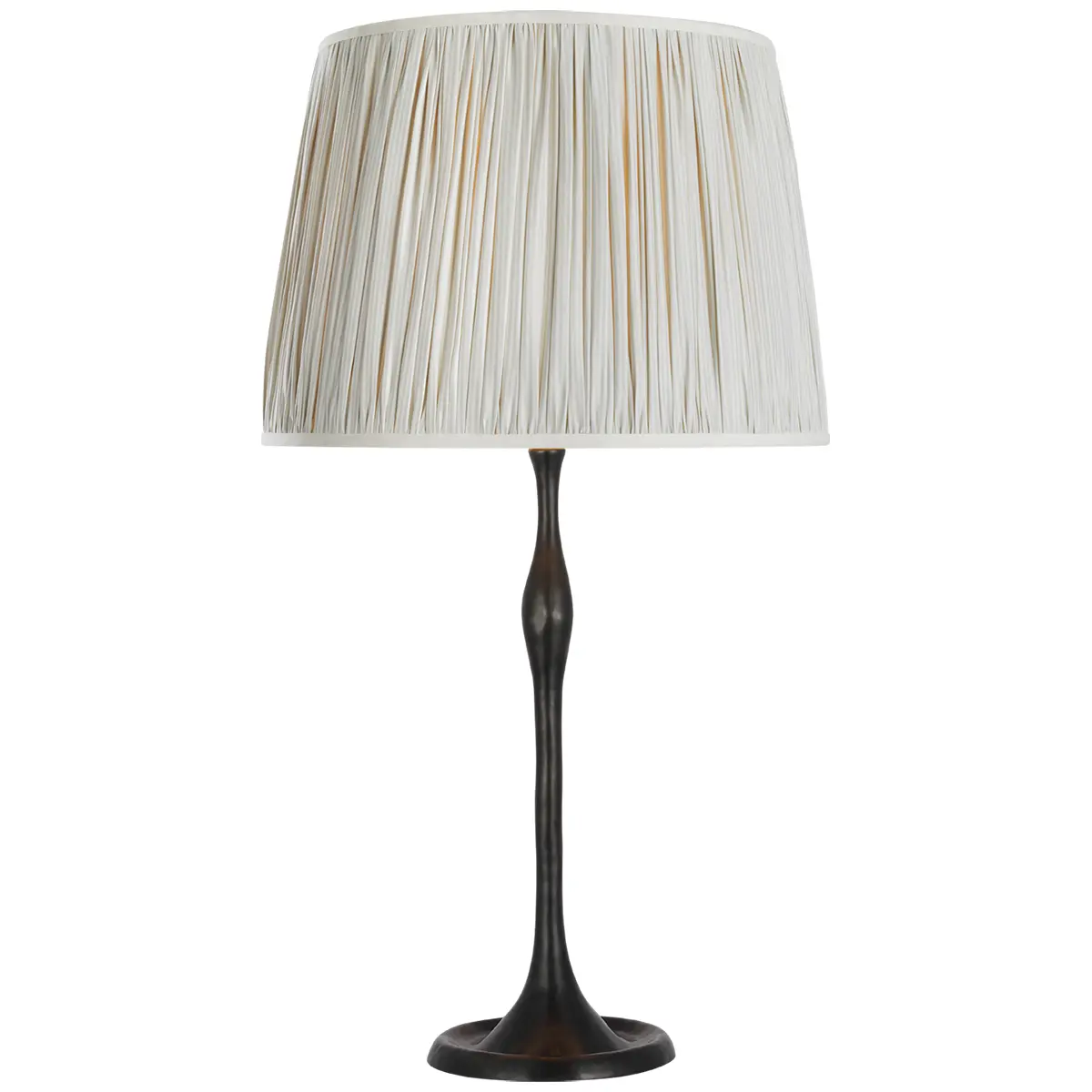 Romero Table Lamp, Bronze_ CHAREE SILK STRIPE, LIGHT BLUE