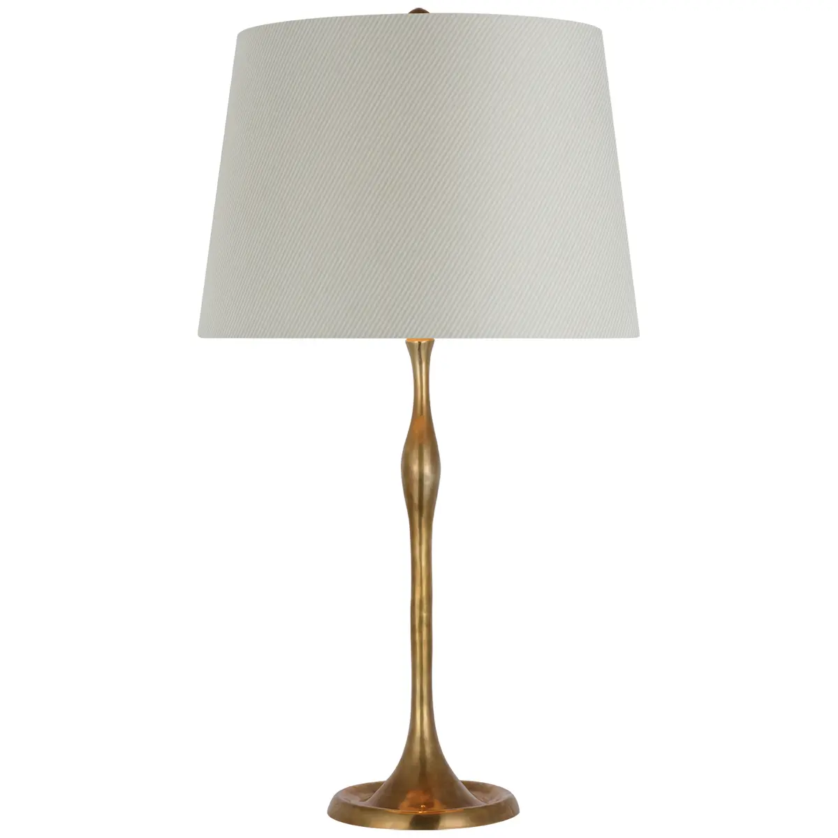Romero Table Lamp, Antique Brass_ CHAREE SILK STRIPE, LIGHT BLUE