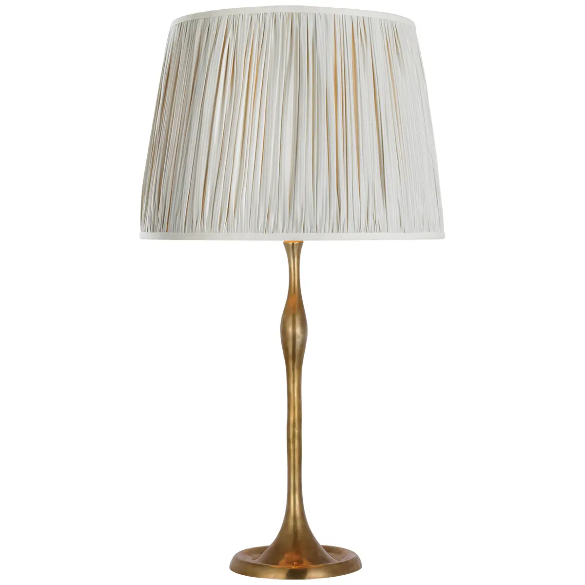 Romero Table Lamp, Antique Brass_ CHAREE SILK STRIPE, LIGHT BLUE